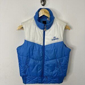 Adidas Gilet Y2K Full Zip Vintage Sports Puffer Vest Blue Women Small 38